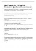 Final Exam Review UNE medical biochemistry Questions with correct answers