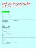 Joshua Law Unit 3 Exam &sol; Comprehensive Expert Strategies&comma; Review of Key Quizzes&comma; and Practice Questions for Guaranteed Success 