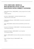 UNE CHEM 1005- MEDICAL BIOCHEMISTRY FINAL EXAM QUESTIONS WITH CORRECT ANSWERS