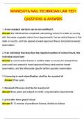 MINNESOTA NAIL &lpar;MN&rpar;TECHNICIAN LAW TEST 2025 Actual with Questions & Answers &lpar;Latest 2025 &sol; 2026 Update&rpar; 100&percnt; Guarantee Pass &lpar;Verified Answers&rpar;