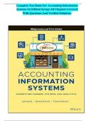 COMPLETE Test Bank for Accounting Information Systems&comma; 1st Edition by Arline A&period; Savage&vert;newest edition 100&percnt; guaranteed pass&excl;&excl;&excl;