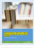 2025&sol;2026 PRACTICE EXAM OF TEXAS LIFE & HEALTH INSURANCE QUESTIONS 100&percnt; ACCURATE ANSWERS
