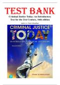 Test Bank for Criminal Justice Today An Introductory Text for the 21st Century 16th Edition By Frank Schmalleger&comma; Chapters 1-18