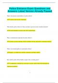 Police Entrance Exam Questions and Answers Latest Version Already Passed