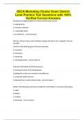 DECA Marketing Cluster Exam District Level Practice Test Questions with 100&percnt; Verified Correct Answers