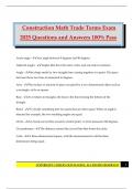 Construction Math Trade Terms Exam 2025 Questions and Answers 100&percnt; Pass