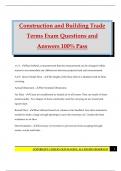 Construction and Building Trade Terms Exam Questions and Answers 100&percnt; Pass