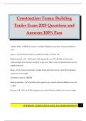 Construction Terms&colon; Building Trades Exam 2025 Questions and Answers 100&percnt; Pass