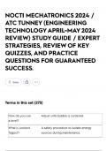 NOCTI MECHATRONICS 2024 &sol; ATC TUNNEY &lpar;ENGINEERING TECHNOLOGY APRIL-MAY 2024 REVIEW&rpar; STUDY GUIDE &sol; EXPERT STRATEGIES&comma; REVIEW OF KEY QUIZZES&comma; AND PRACTICE QUESTIONS FOR GUARANTEED SUCCESS&period;