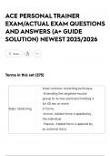 ACE PERSONAL TRAINER EXAM&sol;ACTUAL EXAM QUESTIONS AND ANSWERS &lpar;A&plus; GUIDE SOLUTION&rpar; NEWEST 2025&sol;2026