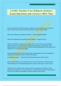 Certify Teacher Core Subjects &lpar;Science&rpar; Exam Questions and Answers 100&percnt; Pass