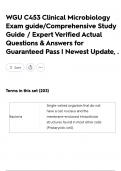 WGU C453 Clinical Microbiology Exam guide&sol;Comprehensive Study Guide &sol; Expert Verified Actual Questions & Answers for Guaranteed Pass &vert; Newest Update&comma; &period;