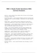 RBC 1 Study Guide Questions With Correct Answers