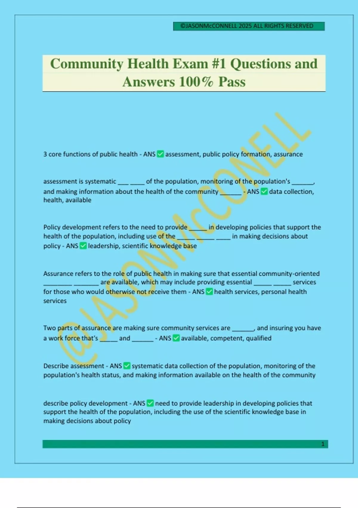 Community Health Exam #1 Questions and Answers 100% Pass - Community ...