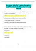 Oncology NCLEX Practice Questions and Answers Latest Version Already  Passed