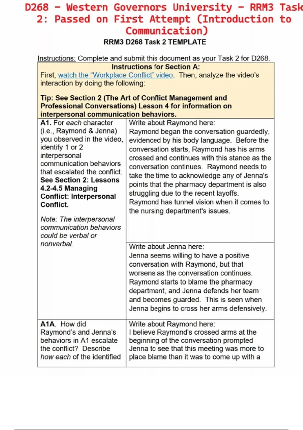 Wgu Rhm3 Task 2 D268 - Western Governors University - RRM3 Task 2: Passed on First ...