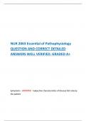 NUR 2063 Essential of Pathophysiology  QUESTION AND CORRECT DETAILED  ANSWERS WELL VERIFIED&period; GRADED A&plus;