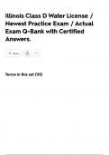 Illinois Class D Water License &sol; Newest Practice Exam &sol; Actual Exam Q-Bank with Certified Answers&period;