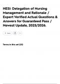 HESI&colon; Delegation of Nursing Management and Rationale &sol; Expert Verified Actual Questions & Answers for Guaranteed Pass &sol; Newest Update&comma; 2025&sol;2026&period;