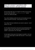 Stat 121 Lesson 7 questions with verified answers already passed