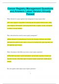Cancer Registry Management Questions and Answers Latest Version Already  Passed