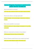 Cancer Registry Questions and Answers  Latest Version Graded A&plus;