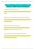 Honors Biology Cancer Questions and Answers Latest Version Graded A&plus;