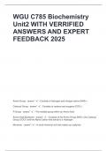 WGU C785 Biochemistry Unit2 WITH VERRIFIED ANSWERS AND EXPERT FEEDBACK 2025