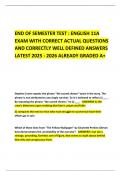 END OF SEMESTER TEST &colon; ENGLISH 11A EXAM WITH CORRECT ACTUAL QUESTIONS AND CORRECTLY WELL DEFINED ANSWERS LATEST 2025 - 2026 ALREADY GRADED A&plus; 