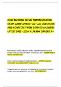 OHIO NURSING HOME ADMINISTRATOR EXAM WITH CORRECT ACTUAL QUESTIONS AND CORRECTLY WELL DEFINED ANSWERS LATEST 2025 - 2026  ALREADY GRADED A&plus;