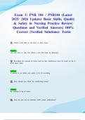 Exam 3&colon; PNR 104 &sol; PNR104 &lpar;Latest 2025&sol; 2026 Update&rpar; Basic Skills&comma; Quality & Safety in Nursing Practice Review&vert; Questions and Verified Answers&vert; 100&percnt; Correct &lpar;Verified Solutions&rpar;- Fortis