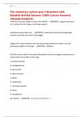 The respiratory system quiz 2 Questions with Detailed Verified Answers &lpar;100&percnt; Correct Answers&rpar; &sol;Already Graded A&plus; 