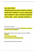 ASA 103 ATONS &colon; MARKERS&comma;BOUYS&comma;LIGHTS&comma;TRAFFIC&comma;CHARTS EXAM WITH CORRECT ACTUAL QUESTIONS AND CORRECTLY WELL DEFINED ANSWERS LATEST 2025 - 2026  ALREADY GRADED A&plus; 