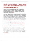 Florida Certified Adjuster Practice Actual  Exam Latest Update 2025 Questions and  Correct Answers Rated A&plus;