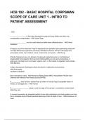 HCB 102 - BASIC HOSPITAL CORPSMAN SCOPE OF CARE UNIT 1 - INTRO TO PATIENT ASSESSMENT &lpar;2025&sol;2026 NEWEST UPDATE&rpar; COMPLETE QUESTIONS AND VERIFIED ANSWERS ALREADY GRADED A&plus;&excl;&excl;