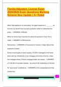 Florida Adjusters License Exam  2025&sol;2026 Exam Questions Marking  Scheme New Update &vert; A&plus; Rated