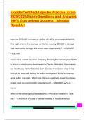 Florida Certified Adjuster Practice Exam  2025&sol;2026 Exam Questions and Answers  100&percnt; Guaranteed Success &vert; Already  Rated A&plus;