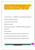 Florida Certified Adjuster Practice Exam  Questions to Review 2025&sol;2026 Exam  Questions and Answers &vert; 100&percnt; Pass 