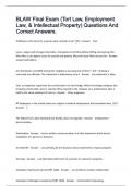 BLAW Final Exam &lpar;Tort Law&comma; Employment Law&comma; & Intellectual Property&rpar; Questions And Correct Answers&period;