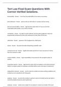 Tort Law Final Exam Questions With Correct Verified Solutions&period;