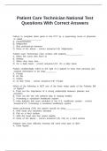 Patient Care Technician National Test Questions With Correct Answers