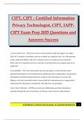 CIPT&comma; CIPT - Certified Information Privacy Technologist&comma; CIPT&comma; IAPP- CIPT Exam Prep 2025 Questions and Answers Success