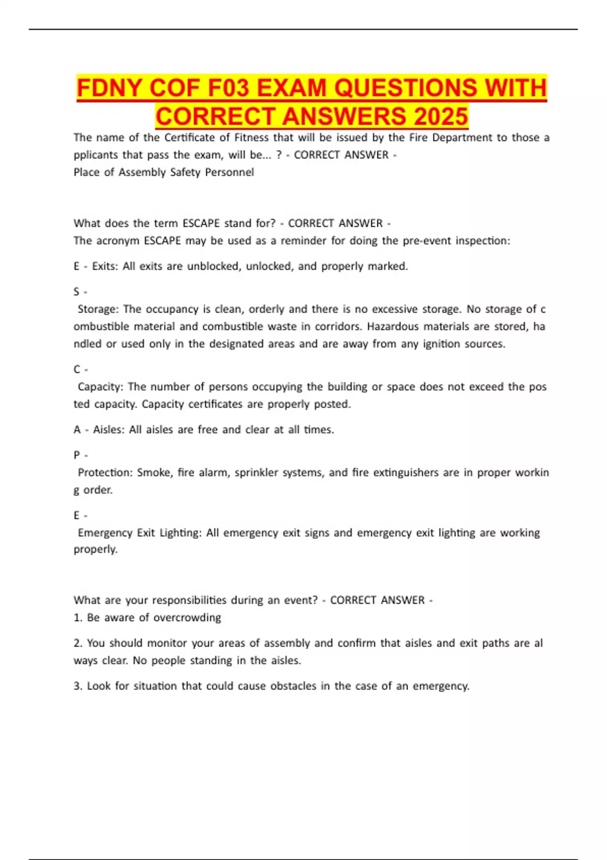 Fdny Cof F03 Exam Questions With Correct Answers 2025 Fdny Cof F03
