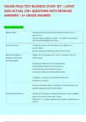 MAJOR FIELD TEST BUSINESS STUDY SET &sol; LATEST 2025 ACTUAL 190&plus; QUESTIONS WITH DETAILED ANSWERS &sol; A&plus; GRADE ASSURED  