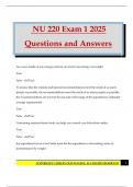 NU 220 Exam 1 2025 Questions and Answers