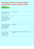 FTCE Subject Area Exam K-6 Practice Questions &sol; Newly Updated &sol; Complete Solutions&sol; Already Graded A&period;