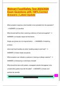 Walmart Food&sol;Safety Test 2025&sol;2026  Exam Questions with 100&percnt; Correct  Answers &vert; Latest Update 
