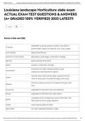 Louisiana landscape Horticulture state exam ACTUAL EXAM TEST QUESTIONS & ANSWERS &lpar;A&plus; GRADED 100&percnt; VERIFIED&rpar; 2025 LATEST&excl;&excl;