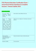 FTCE Physical Education Certification Exam &sol; Actual Exam Review Questions & Complete Answers &sol; Newest Update 2025&period;  