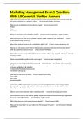 Marketing Management Exam 1 Questions With All Correct & Verified Answers